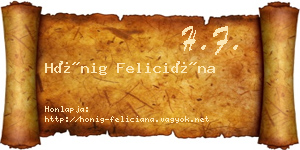 Hönig Feliciána névjegykártya
